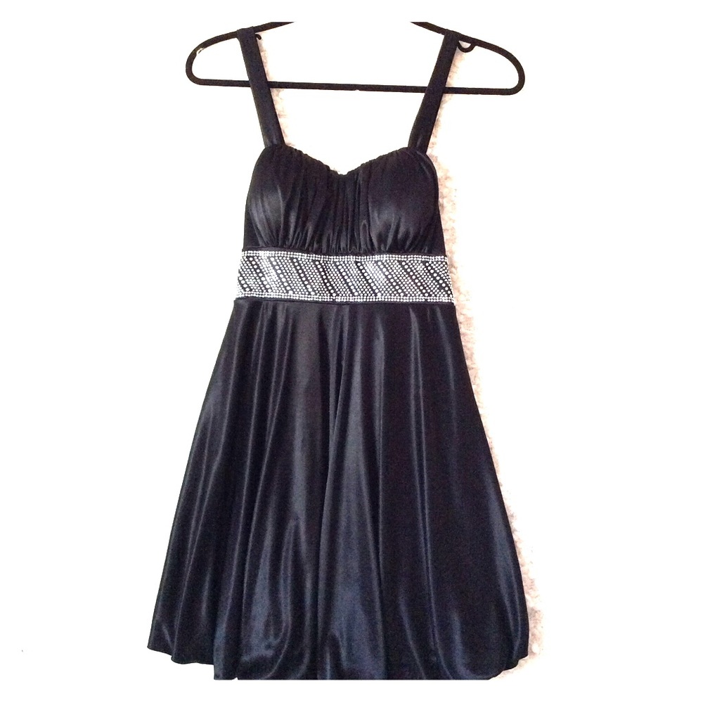 Bedazzled balloon, empire waist mini dress